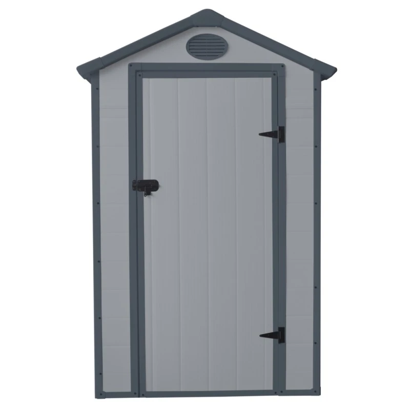 Petit Abri De Jardin En Résine Gris 1,34m² + Kit De Fondation - JOBU – Image 3