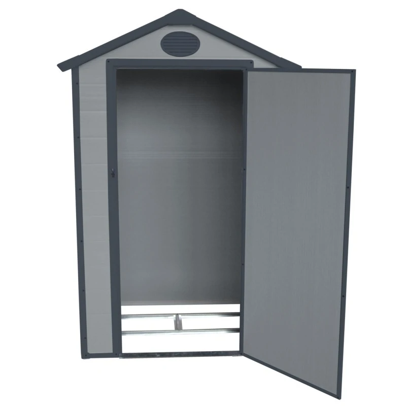 Petit Abri De Jardin En Résine Gris 1,34m² + Kit De Fondation - JOBU – Image 5