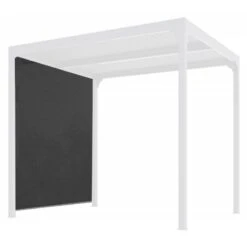 Rideau En PVC Tissé Gris Pour Côté 3m De La Pergola Bioclimatique Alu 10,80m² Habrita