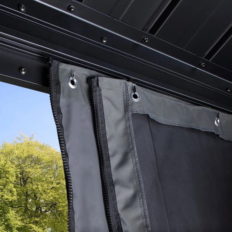 Rideaux Occultants En Polyester Gris Pour Pergolas Messina Et Mykonos 12x16 - SOJAG – Image 2