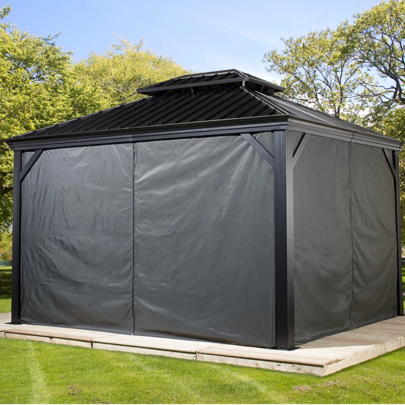 Rideaux Occultants En Polyester Gris Pour Pergolas Messina Et Mykonos 12x16 - SOJAG – Image 4