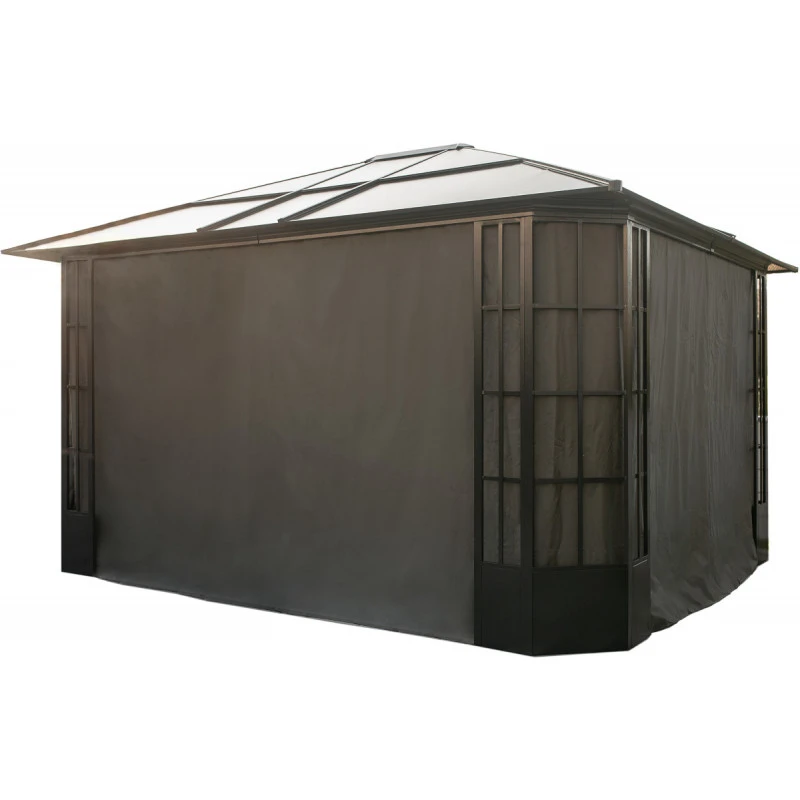 Rideaux Occultants En Polyester Gris Pour Pergola Savino 12x14 - SOJAG