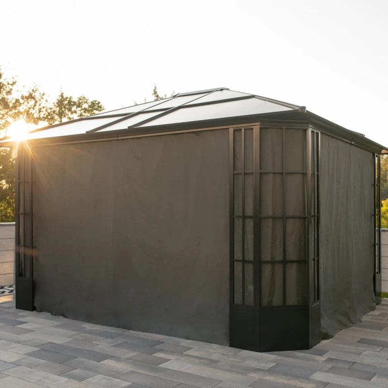 Rideaux Occultants En Polyester Gris Pour Pergola Savino 12x14 - SOJAG – Image 2