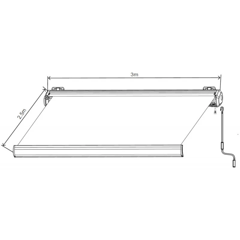 Store Banne Manuel 300x250cm LUXO Toile Polyester Grise - X-METAL – Image 2