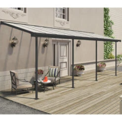 Toit De Terrasse 224x670cm En Aluminium Gris Et Polycarbonate 6mm SIERRA - Canopia By Palram