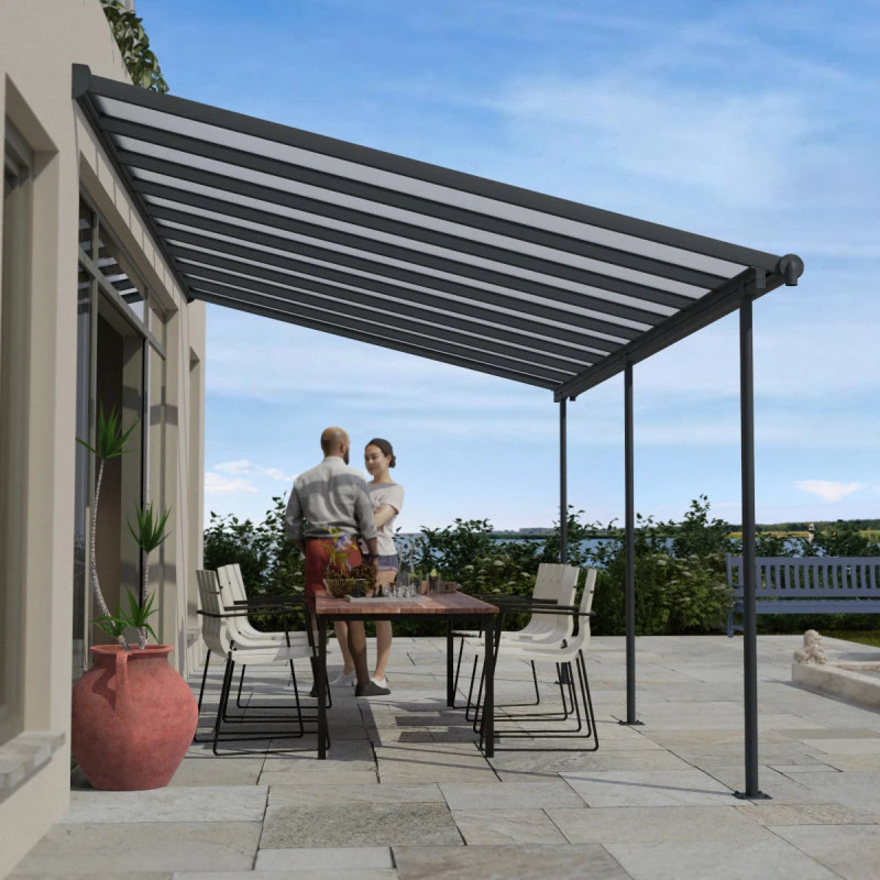 Toit De Terrasse 299x555cm En Aluminium Gris Et Polycarbonate 6mm SIERRA - Canopia By Palram – Image 6