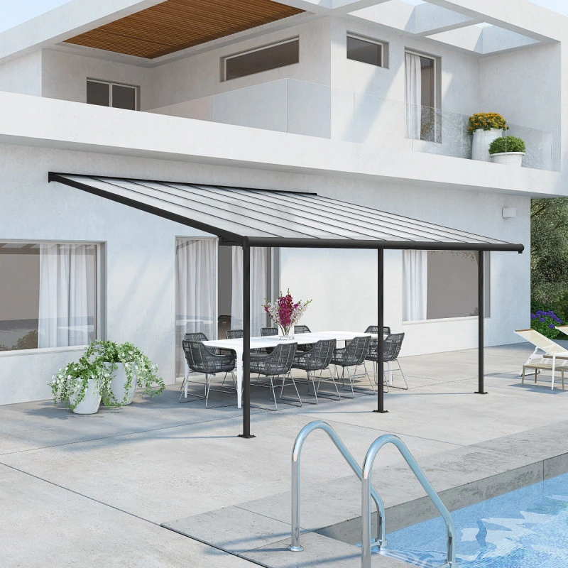 Toit De Terrasse 299x555cm En Aluminium Gris Et Polycarbonate 6mm SIERRA - Canopia By Palram
