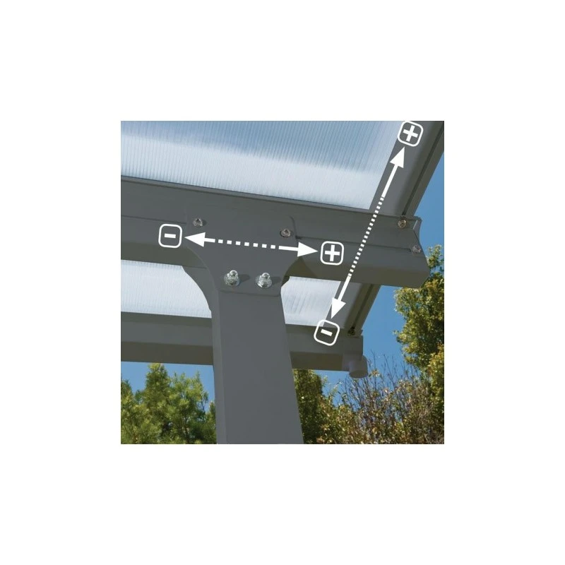 Toit De Terrasse 300x500cm En Alu Gris Anthracite Et Polycarbonate 8mm PATIO – Image 2