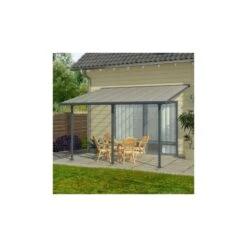 Toit De Terrasse 300x900cm En Alu Gris Anthracite Et Polycarbonate 8mm PATIO