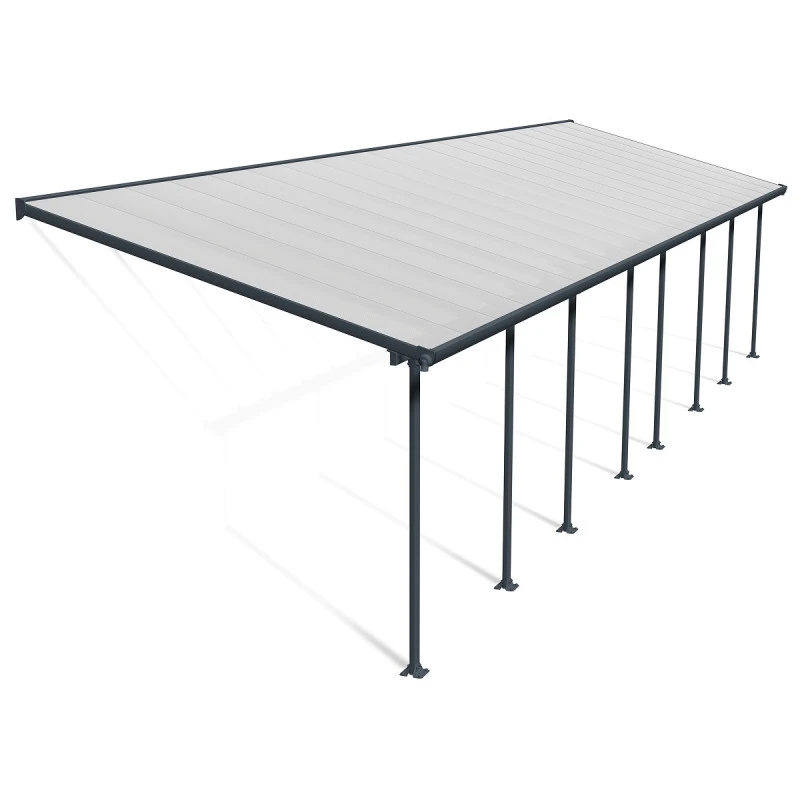 Toit De Terrasse 300x1092cm En Aluminium Gris Et Polycarbonate 8mm FERIA - Canopia By Palram