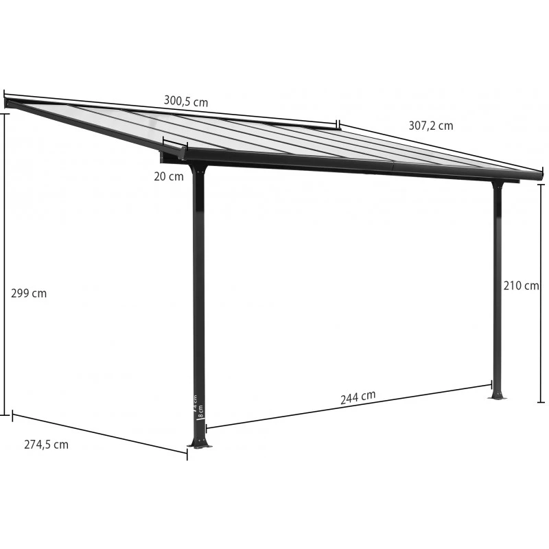 Toit De Terrasse 9,21m² Aluminium Anthracite Et Polycarbonate Habrita – Image 4