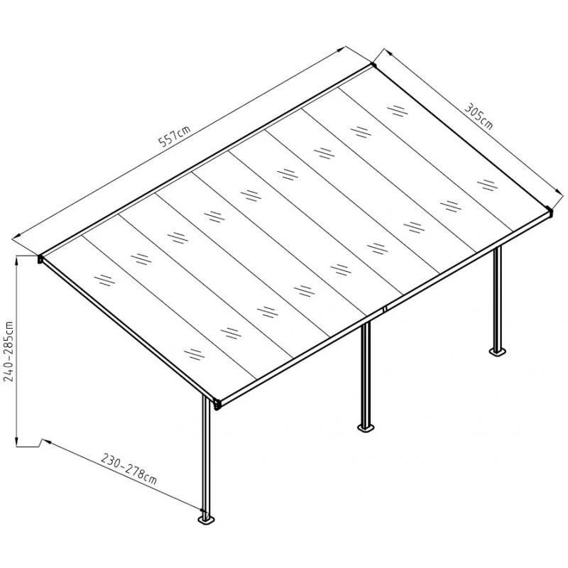 Toit De Terrasse Ajustable En Aluminium Laqué Blanc 3,05x5,57m X-METAL – Image 3