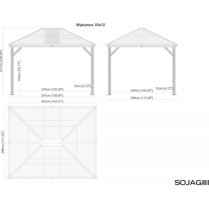 Tonnelle De Jardin Mykonos 299x364cm En Aluminium Thermolaqué – SOJAG – Image 5